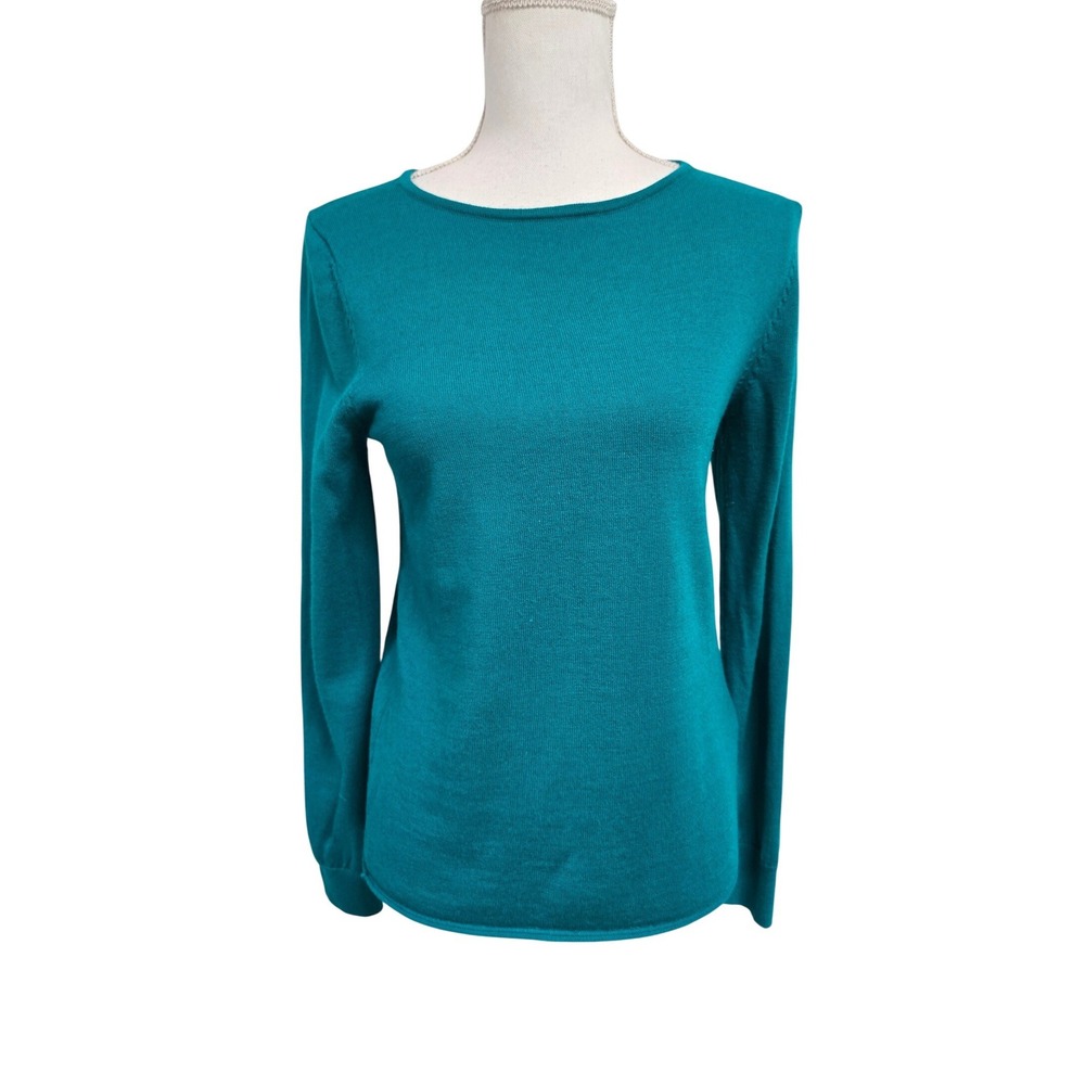 Celtic & Co 100% Extra Fine Merino Wool Crewneck Sweater Teal Green Womens Sz S